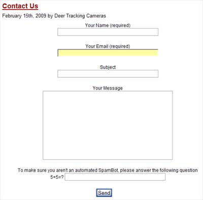 Contact Form with Quiz